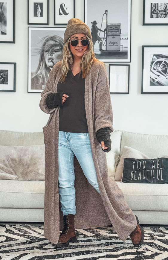 Gilet TINO long taupe