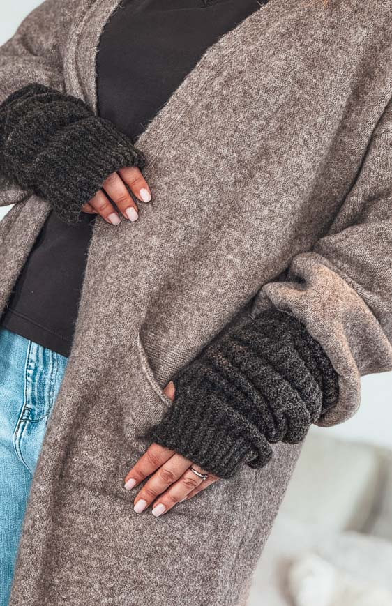 Long taupe TINO Cardigan