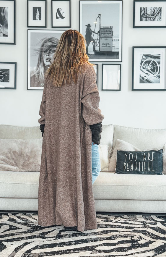 Long taupe TINO Cardigan