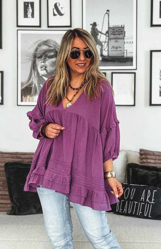 Tunique LEONE manches 3/4 aubergine