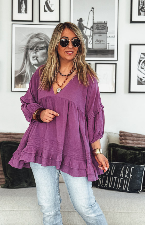 Tunique LEONE manches 3/4 aubergine