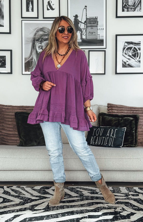 Aubergine LEONE 3/4 sleeves tunic