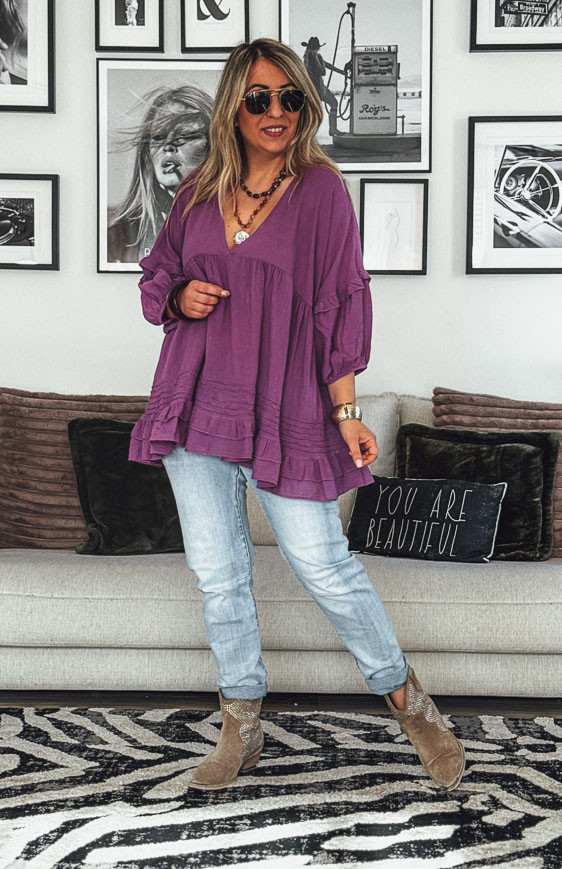 Aubergine LEONE 3/4 sleeves tunic
