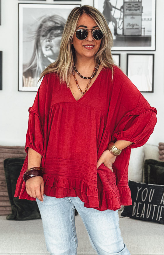 Tunique LEONE manches 3/4 cerise