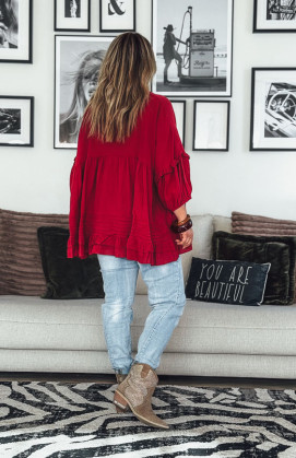Tunique LEONE manches 3/4 cerise