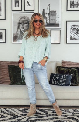 Pull HARRY manches 7/8eme vert d'eau