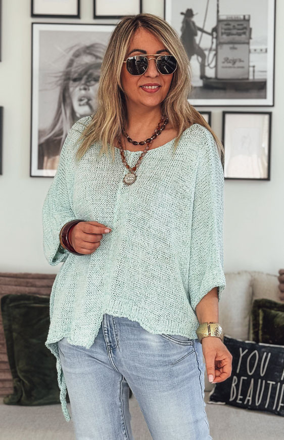 Water green HARRY 7/8th sleeves sweater