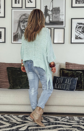 Pull HARRY manches 7/8eme vert d'eau