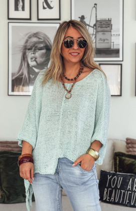 Water green HARRY 7/8th sleeves sweater