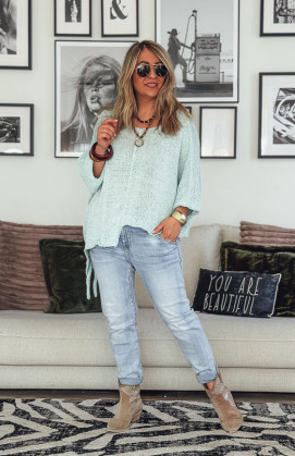 Water green HARRY 7/8th sleeves sweater