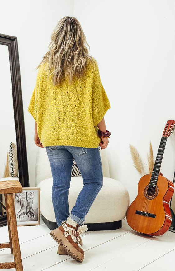 Yellow MARCUS 3/4 sleeves sweater