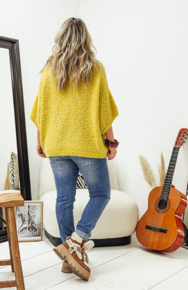 Yellow MARCUS 3/4 sleeves sweater
