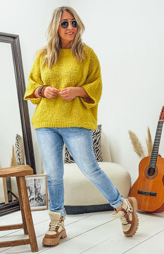 Yellow MARCUS 3/4 sleeves sweater