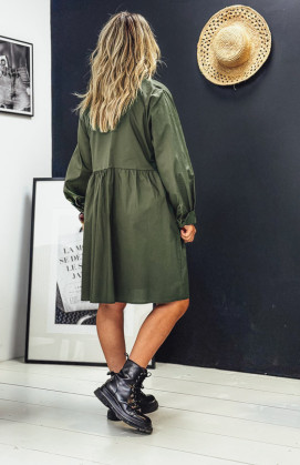 Robe HELENE courte kaki foncé