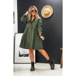 Robe HELENE courte kaki foncé