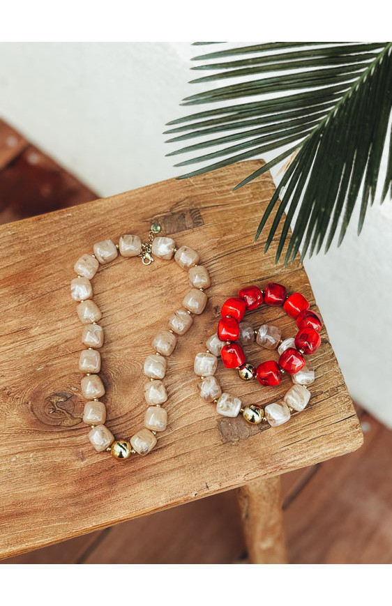 Collier MALAGA beige clair