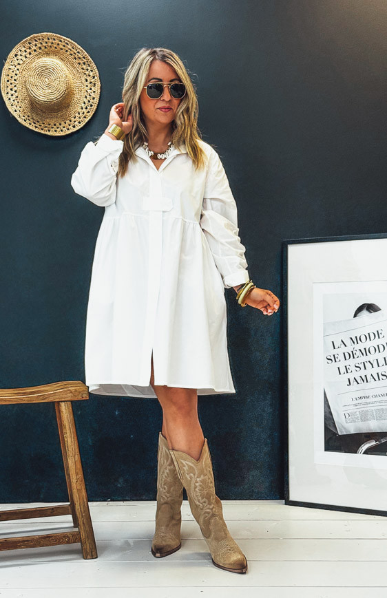 White HELENE short dress