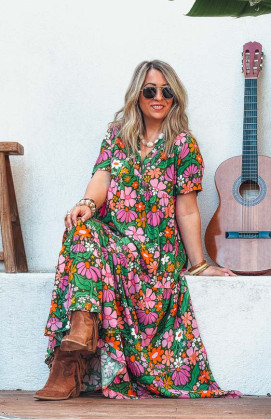 Robe GIANA longue manches courtes