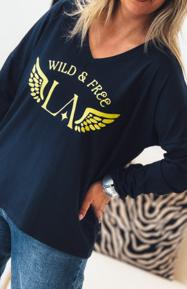 Dark blue DAVID long-sleeved t-shirt