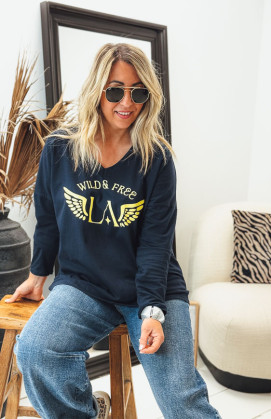 Dark blue DAVID long-sleeved t-shirt