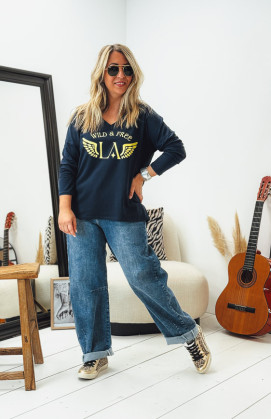 T-shirt DAVID manches longues bleu foncé