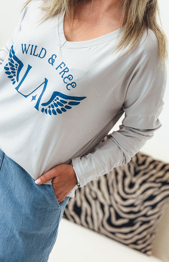 Light grey DAVID long-sleeved t-shirt