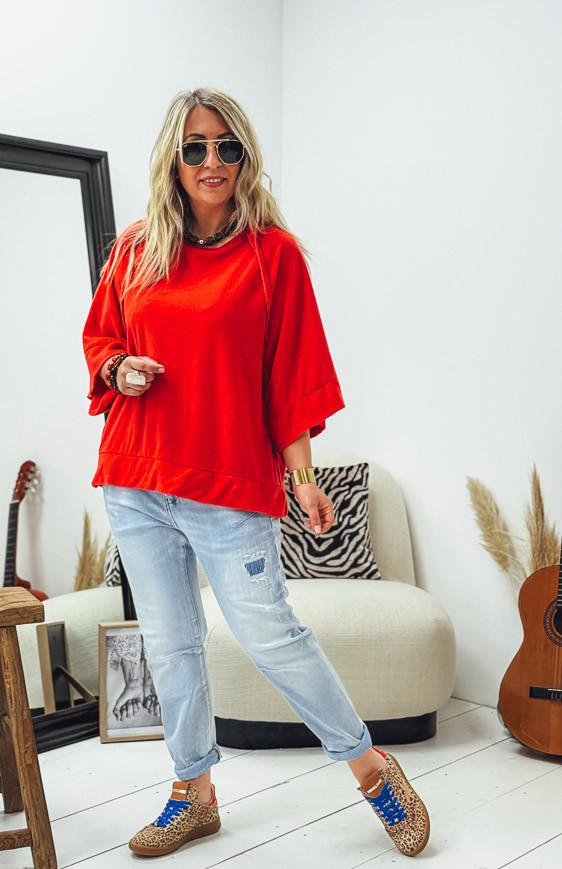 T-shirt éponge DIEGO manches 3/4 rouge