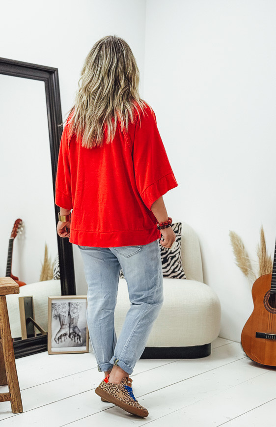 T-shirt éponge DIEGO manches 3/4 rouge