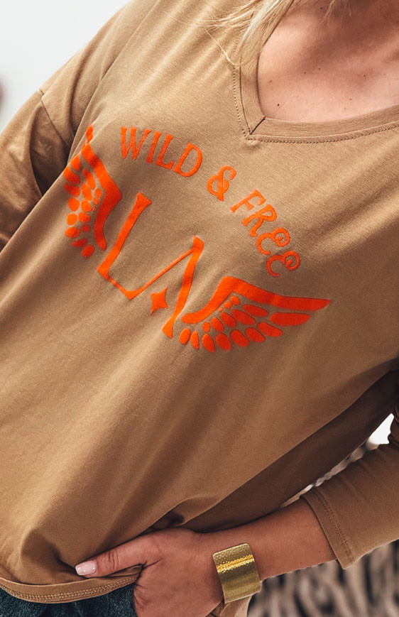 Camel DAVID long-sleeved t-shirt