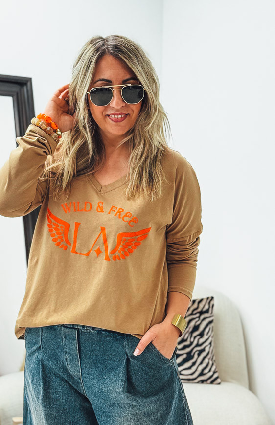 T-shirt DAVID manches longues camel