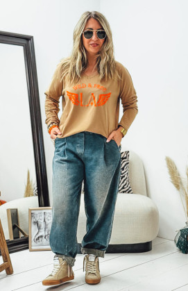 Camel DAVID long-sleeved t-shirt