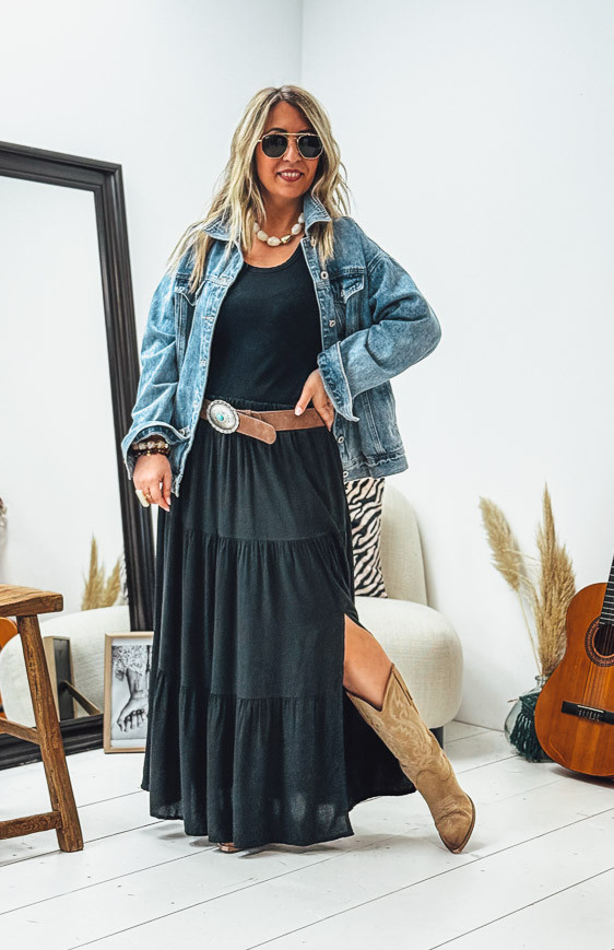 Black GRETA long skirt
