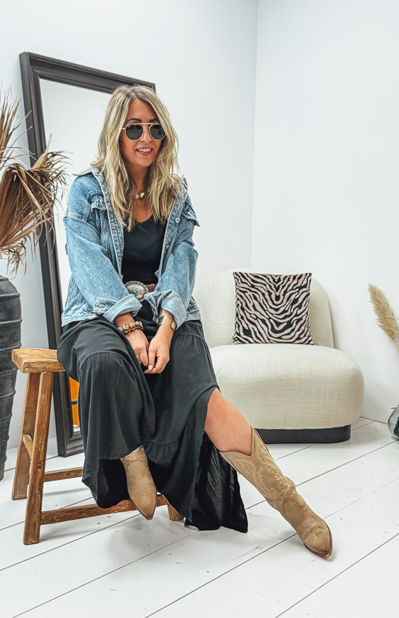 Black GRETA long skirt