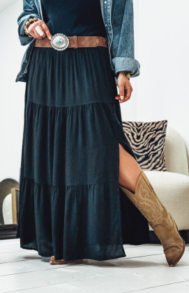 Black GRETA long skirt