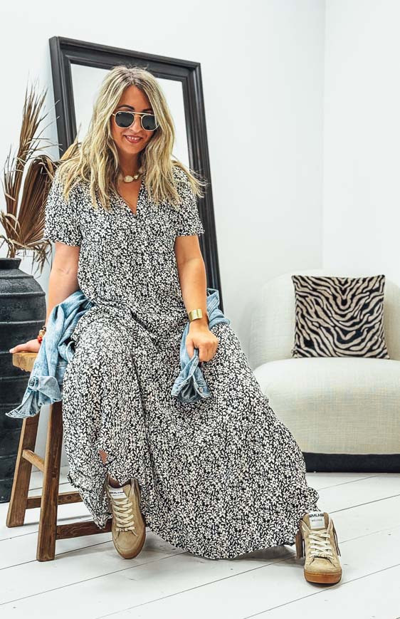 VICTOIRE long dress, short sleeves