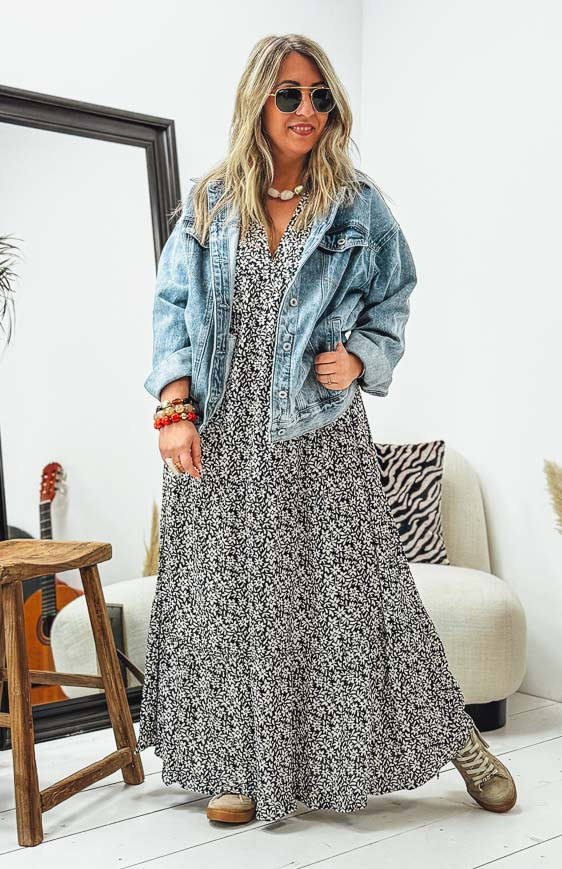 VICTOIRE long dress, short sleeves