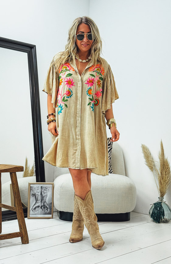 Robe VENUSIA courte beige