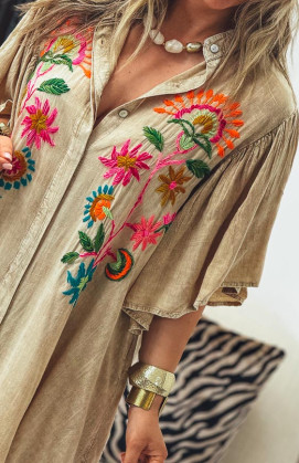 Robe VENUSIA courte beige