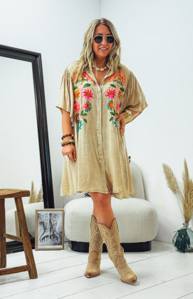 Robe VENUSIA courte beige