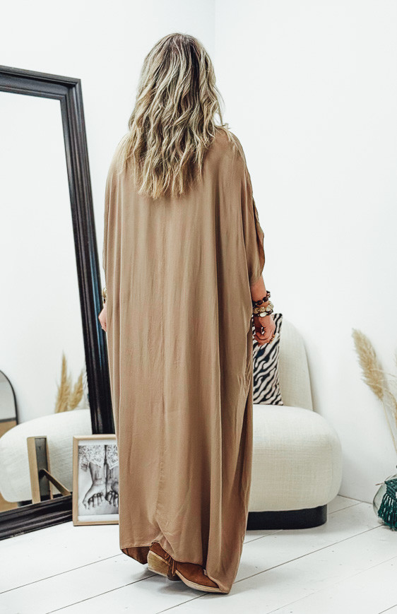 Robe SARAH longue manches courtes camel