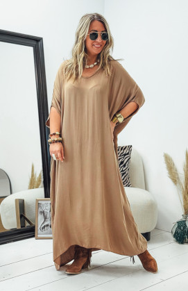 Robe SARAH longue manches courtes camel