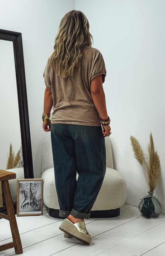 T-shirt OYSTER manches courtes camel vintage