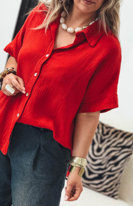 Chemise PERLA manches courtes rouge