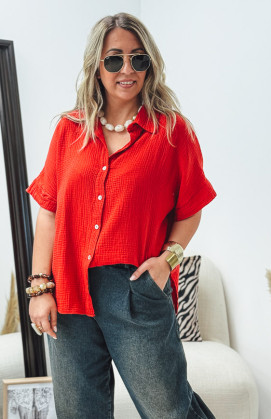 Red PERLA short-sleeved shirt