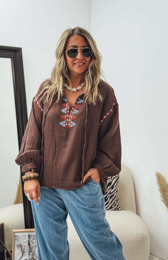 Chocolate HANAE blouse