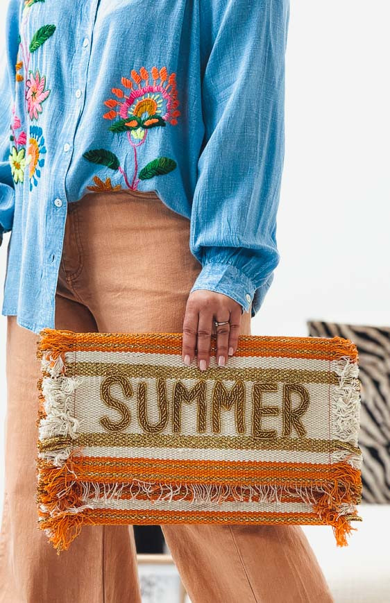 Orange MOOD large clutch bag