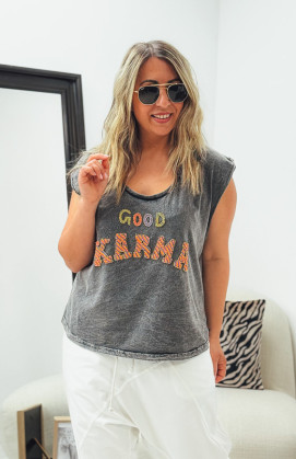 ZACK vintage anthracite sleeveless t-shirt