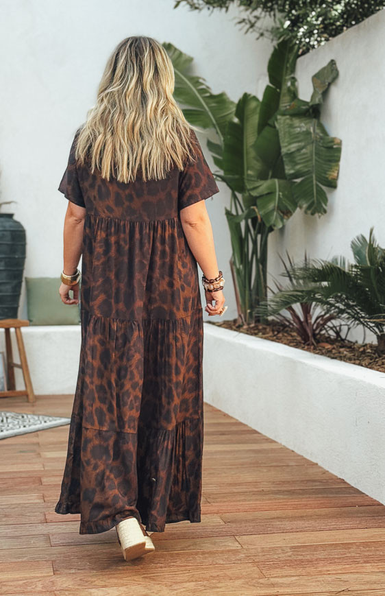 Robe EVANA longue manches courtes