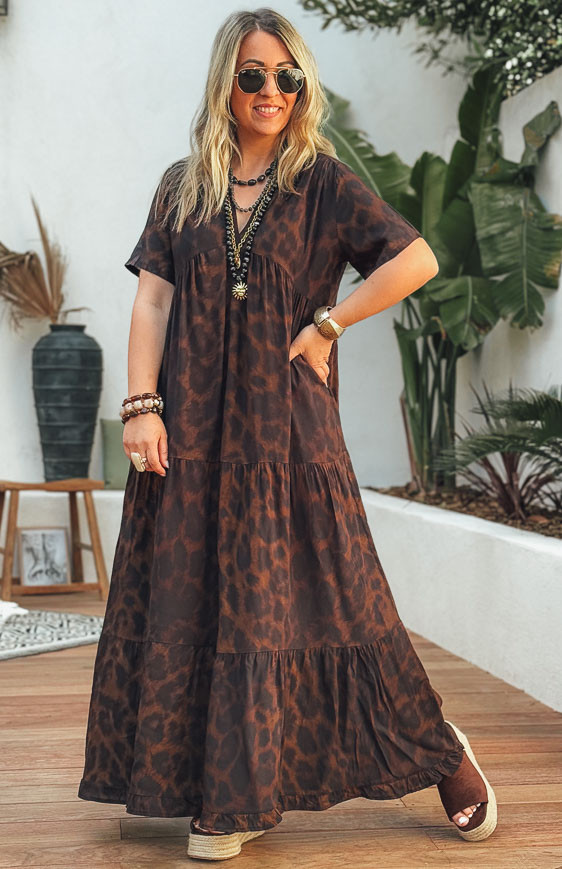 EVANA long dress, short sleeves