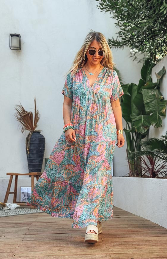 VERONICA long dress, short sleeves